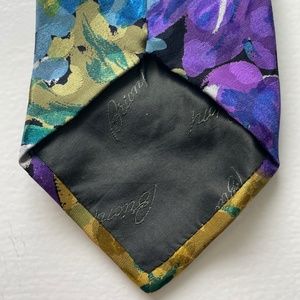 BRIONI Italian Silk Tie Abstract Blue Green Purple White